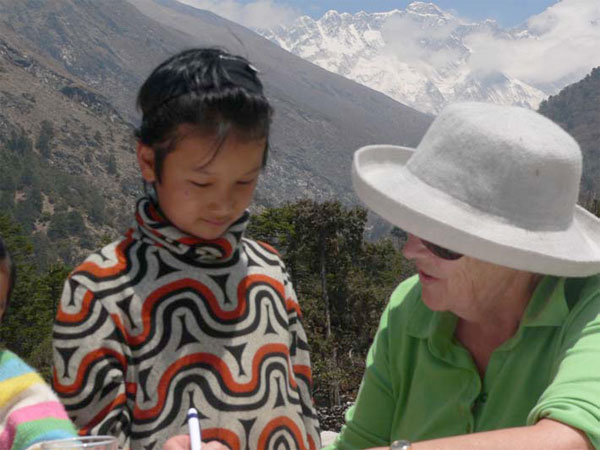 Marriane getting to know the local kids